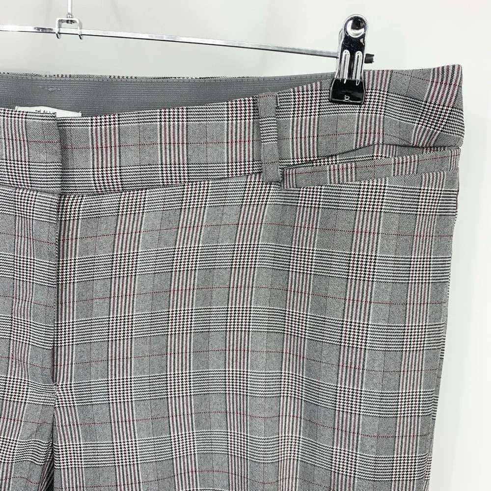Lane Bryant Women Size 20 Pants Allie Trousers Black Maroon Red Check Straight